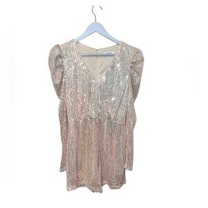 Top Style Rose Gold Sequin Romper – Medium